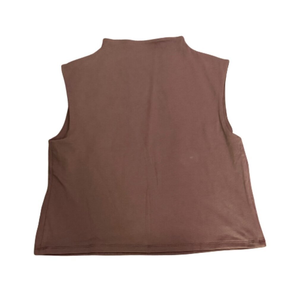 A New Day Women's Slim Fit, Ribbed, Sleeveless, High-Neck Top, Tan, Size Large